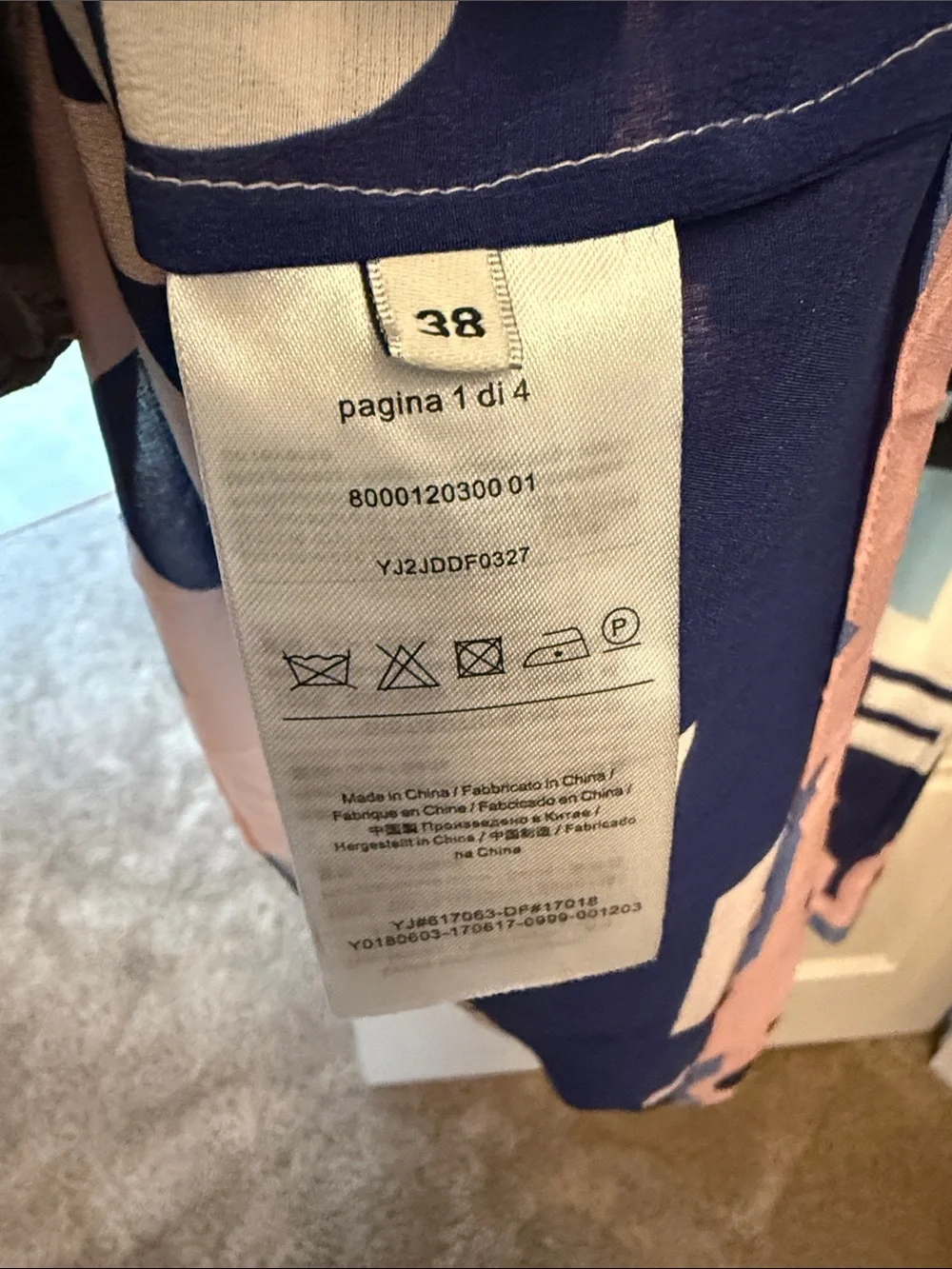 CHANEL silk navy, blue, and pinky Striped logo pleated dress with buttons